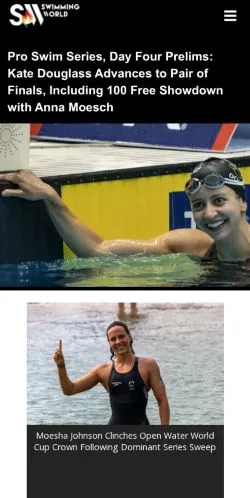 Podgląd witryny Swimming World, medium z kraju Stany Zjednoczone do artykułów sponsorowanych