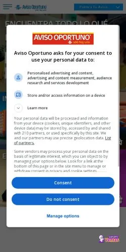 Voorbeeld van de site Aviso Oportuno, medium uit Mexico voor gesponsorde artikelen