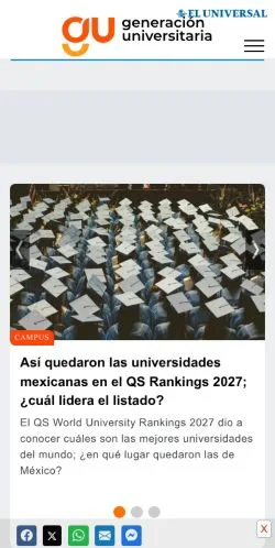 Anteprima del sito Generación Universitaria, media di Messico per articoli sponsorizzati