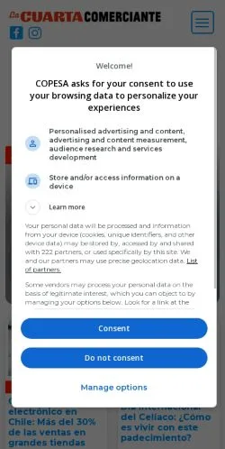 Anteprima del sito La Cuarta Comerciante, media di Spagna per articoli sponsorizzati