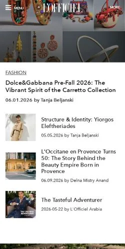 Anteprima del sito L'Officiel Arabia, media di Stati Uniti per articoli sponsorizzati
