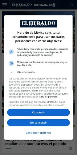 Anteprima del sito El Heraldo de México, media di Messico per articoli sponsorizzati