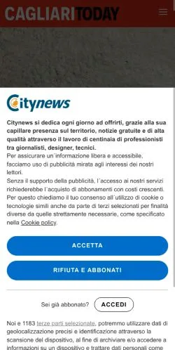 Anteprima del sito CagliariToday, media di Italia per articoli sponsorizzati