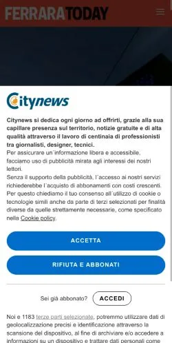 Anteprima del sito FerraraToday, media di Italia per articoli sponsorizzati