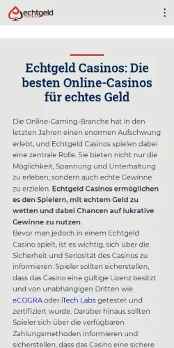 Anteprima del sito Best Echtgeld Casinos, media di Germania per articoli sponsorizzati