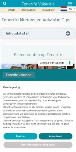 Anteprima del sito Tenerife Vakantie, media di Paesi Bassi per articoli sponsorizzati