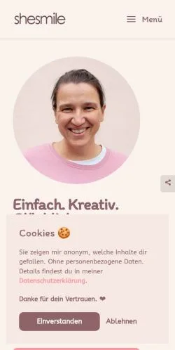 Podgląd witryny Shesmile, medium z kraju Niemcy do artykułów sponsorowanych