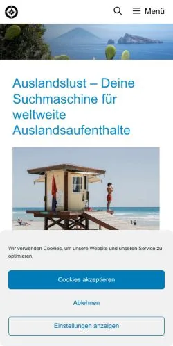 Anteprima del sito Auslandslust, media di Germania per articoli sponsorizzati