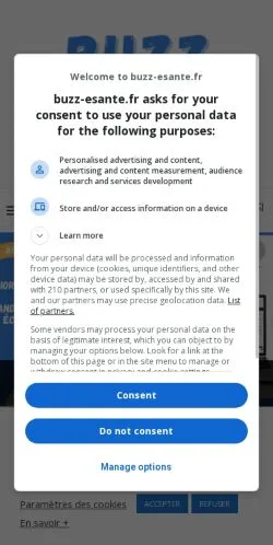 Anteprima del sito Buzz-Esanté, media di Francia per articoli sponsorizzati