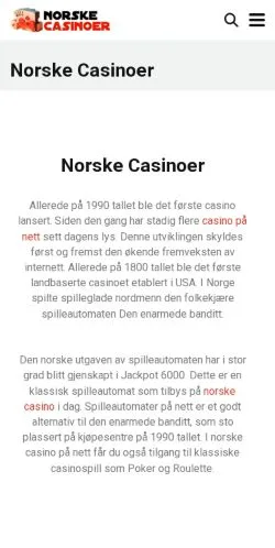 Pré-visualização do site Norske Casinoer, meio de Noruega para artigos patrocinados