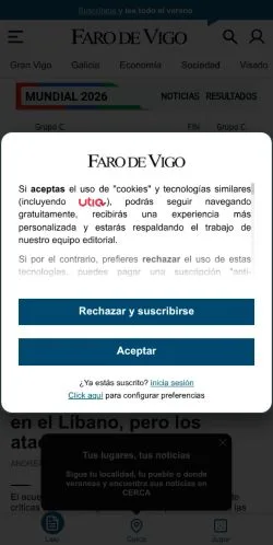 Sponsorlu makaleler için İspanya medyası Faro de Vigo sitesinin önizlemesi
