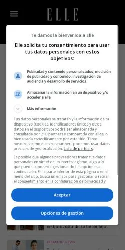 Sponsorlu makaleler için Meksika medyası ELLE México sitesinin önizlemesi