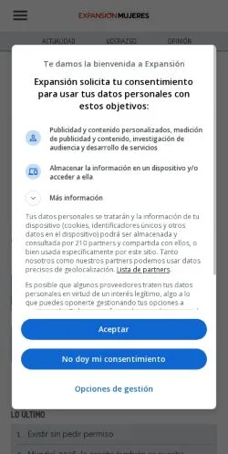 Anteprima del sito Expansión Mujeres, media di Messico per articoli sponsorizzati