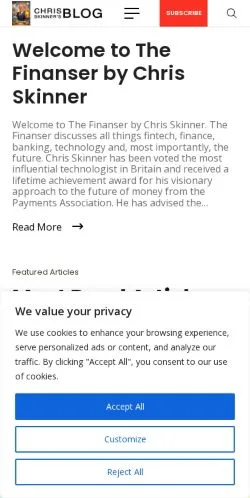 スポンサード記事向けのアメリカ合衆国メディア、The Finanserのサイトプレビュー