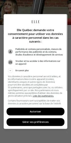 Aperçu du site Magazine ELLE Québec, média de Canada pour articles sponsorisés