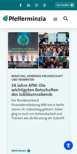 Anteprima del sito Pfefferminzia, media di Germania per articoli sponsorizzati