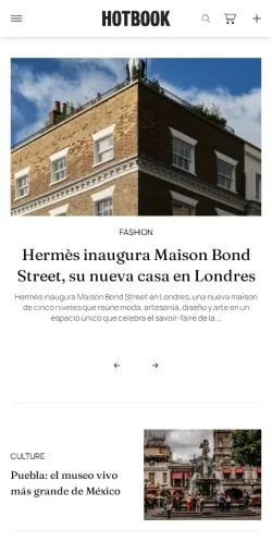 Forhåndsvisning av nettstedet Hotbook Magazine, medium fra Mexico for sponsede artikler