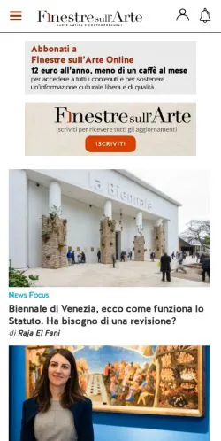 스폰서 기사용 이탈리아 매체 Finestre Sull'Arte 사이트 미리보기