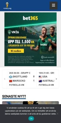 Anteprima del sito Fotbollsvm, media di Svezia per articoli sponsorizzati