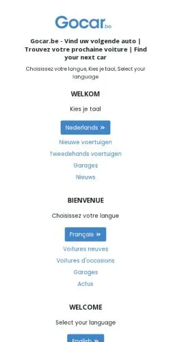 Anteprima del sito Gocar, media di Belgio per articoli sponsorizzati