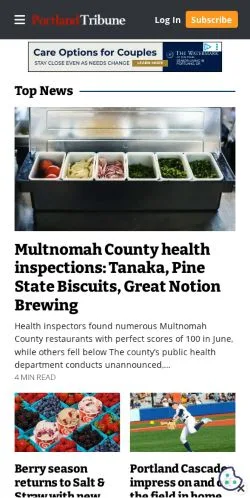 스폰서 기사용 미국 매체 Portland Tribune 사이트 미리보기