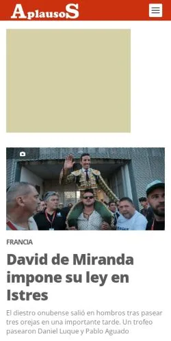 Anteprima del sito Aplausos, media di Spagna per articoli sponsorizzati