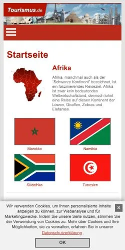 Anteprima del sito Tourismus, media di Germania per articoli sponsorizzati