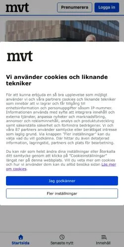 Sponsorlu makaleler için İsveç medyası Motala Vadstena sitesinin önizlemesi