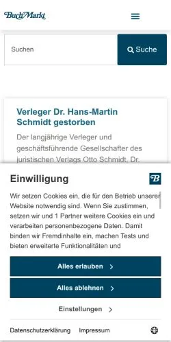 Aperçu du site buchmarkt.de, média de Allemagne pour articles sponsorisés