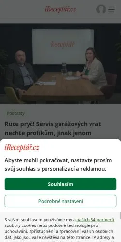 스폰서 기사용 체코 매체 iReceptář 사이트 미리보기