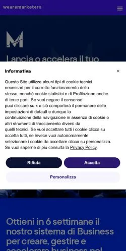 Pré-visualização do site Marketers, meio de Itália para artigos patrocinados