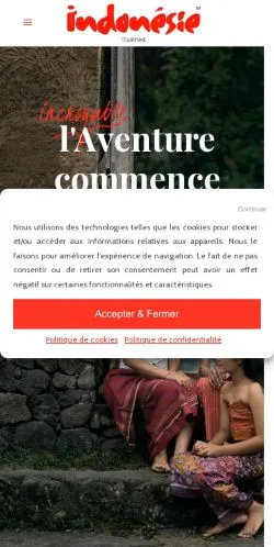 Vista previa del sitio Indonésie Tourisme, medio de Francia para artículos patrocinados