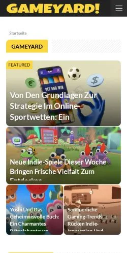 Forhåndsvisning av nettstedet Gameyard, medium fra Tyskland for sponsede artikler