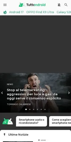 Forhåndsvisning af TuttoAndroid, medie fra Italien til sponsorerede artikler