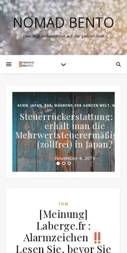 Pré-visualização do site Nomad Bento, meio de Alemanha para artigos patrocinados