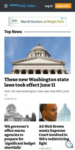 Anteprima del sito Tacoma Daily Index, media di Stati Uniti per articoli sponsorizzati