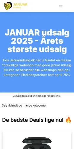 スポンサード記事向けのデンマークメディア、Januar Udsalgのサイトプレビュー