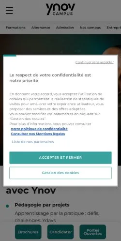 Vista previa del sitio Ynov Campus, medio de Francia para artículos patrocinados