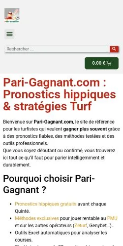 Anteprima del sito Pari Gagnant, media di Francia per articoli sponsorizzati