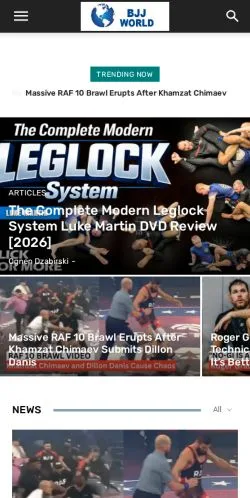Vista previa del sitio BJJ World, medio de Estados Unidos para artículos patrocinados