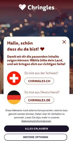 Forhåndsvisning av nettstedet Chringles, medium fra Tyskland for sponsede artikler