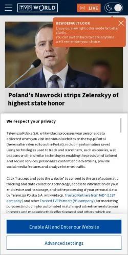 Forhåndsvisning af TVP World, medie fra USA til sponsorerede artikler
