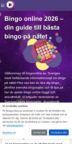 Pré-visualização do site Bingo Online, meio de Suécia para artigos patrocinados