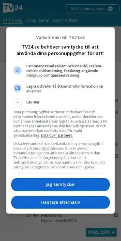スポンサード記事向けのスウェーデンメディア、TV24のサイトプレビュー