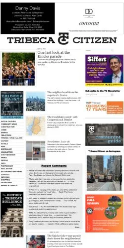 Podgląd witryny Tribeca Citizen, medium z kraju Stany Zjednoczone do artykułów sponsorowanych