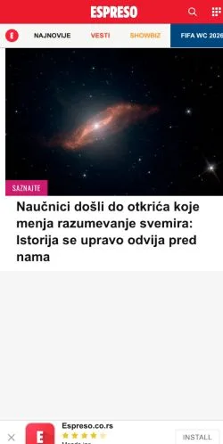Podgląd witryny Espreso, medium z kraju Serbia do artykułów sponsorowanych