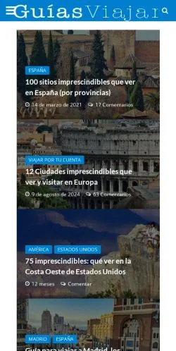 Anteprima del sito Guias Viajar, media di Spagna per articoli sponsorizzati