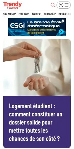 Anteprima del sito L'Etudiant Trendy, media di Francia per articoli sponsorizzati