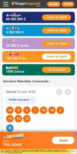 Anteprima del sito Tirage-Gagnant, media di Francia per articoli sponsorizzati