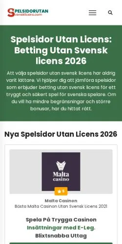 스폰서 기사용 스웨덴 매체 Spelsidor Utan Svensk Licens 사이트 미리보기